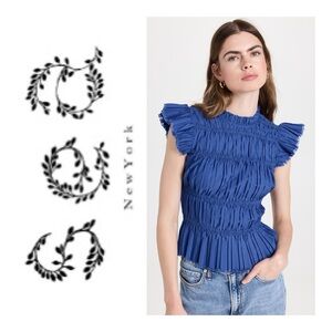SEA New York Greir Pleating Flutter Sleeve Top Size Small